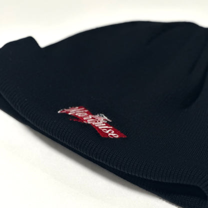 RIBBON EMB BEANIE【BLK x RED】