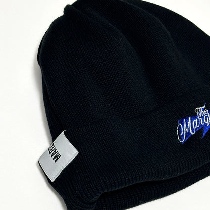 RIBBON EMB BEANIE【BLK x BLUE】