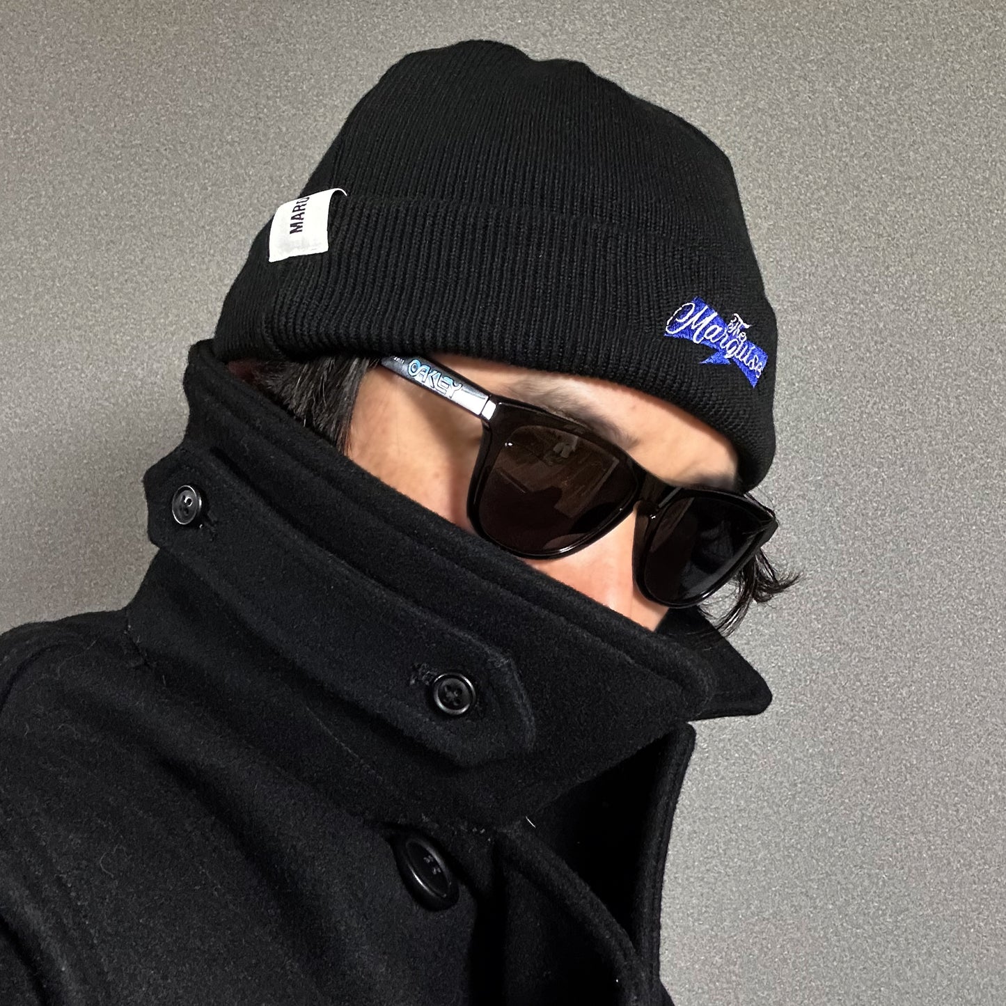 RIBBON EMB BEANIE【BLK x BLUE】