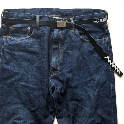 NARROW LEATHER GI BELT【MQS LOGO AND LIGHTNING】